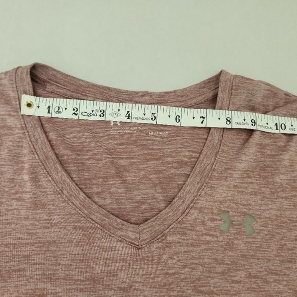 Under Armour TShirt Womens Size Small Heathered Pink VNeck ShortSleeveAthleisure - Picture 11 of 11